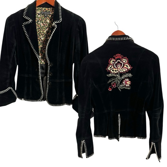 bebe Velvet Embroidered Blazer Jacket XS Vintage - Picture 2 of 14